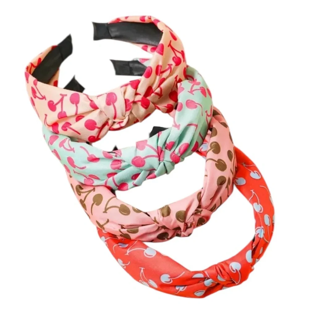 Pink Brown Cherry Knotted Headband
